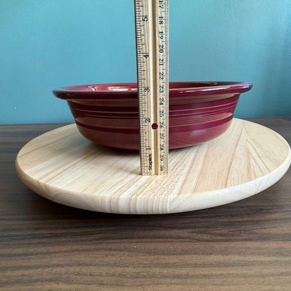 Vintage Fiesta Ware Large Maroon Red Ceramic Serving Bowl 10 1/2" Diameter Ribbe - Picture 6 of 9